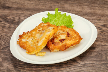Roasted cod fish in bread
