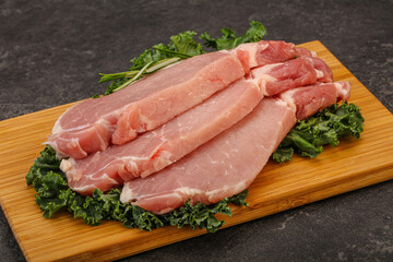 Raw pork steak for cooking