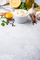 Homemade mayonnaise sauce with ingredient
