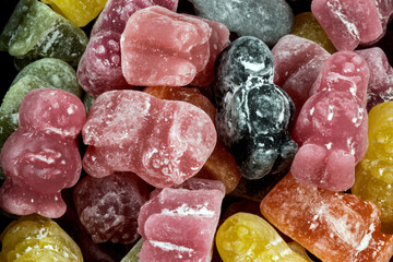 Pile of Coloured Jelly Baby Sweets with Sugar