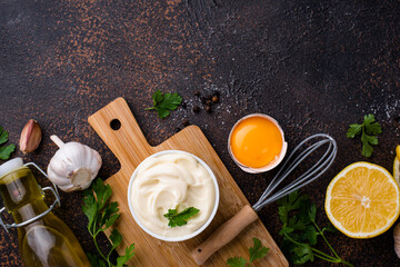 Homemade mayonnaise sauce with ingredient