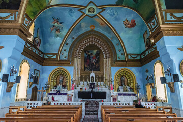Fototapeta na wymiar Interior of St Michael church in the valley of Qozhaya, Lebanon