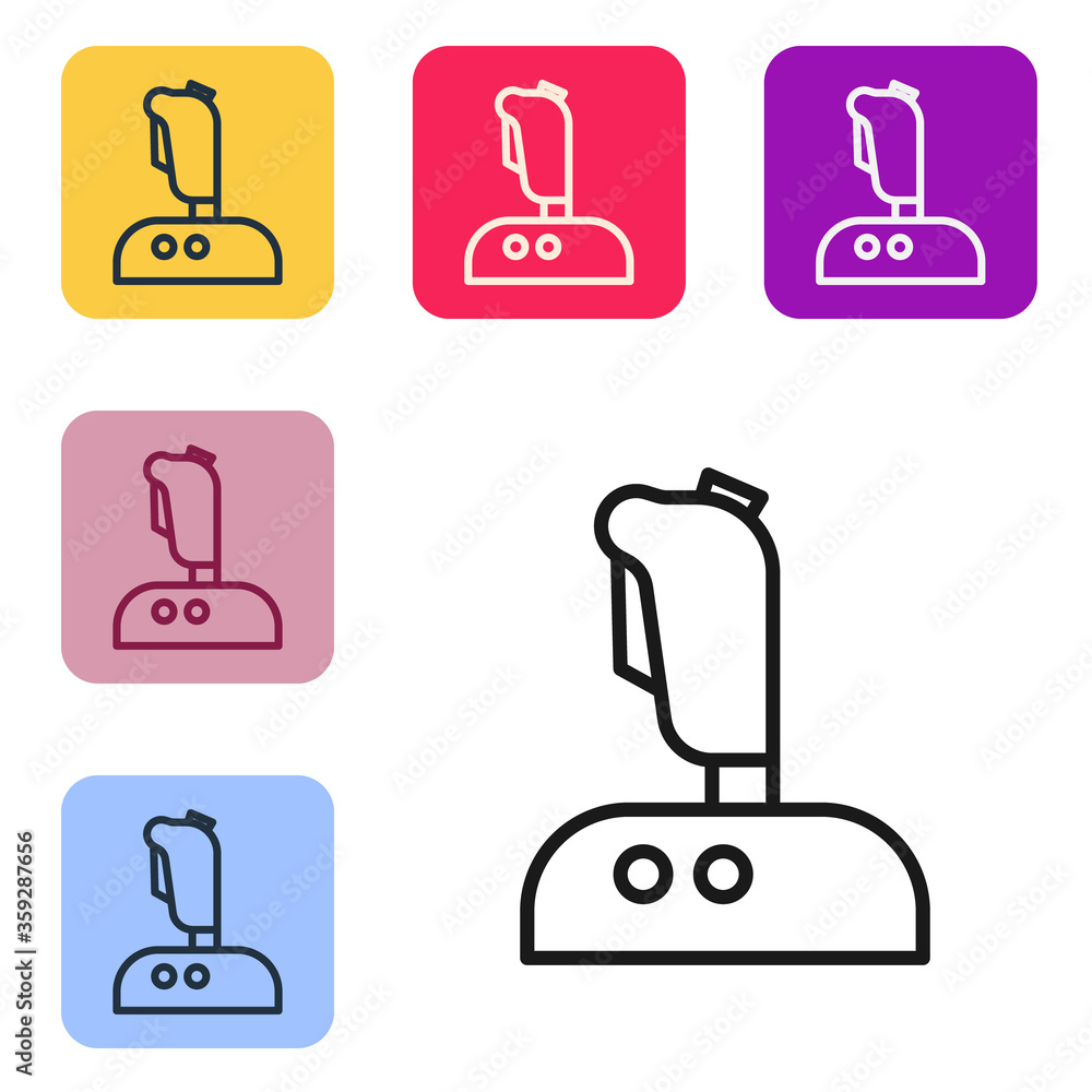 Poster black line joystick for arcade machine icon isolated on white background. joystick gamepad. set icon