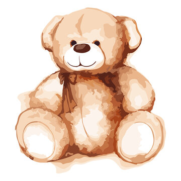 Naklejki Watercolor cartoon lovely Teddy Bear toy Saint Valentine's day illustration vector art isolated