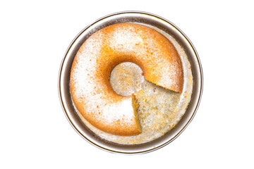 pound orange cake isolated on white background