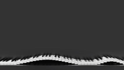 Wavy grand piano keyboard background. Abstract design for music banners. 3D rendering image. © Vitaly