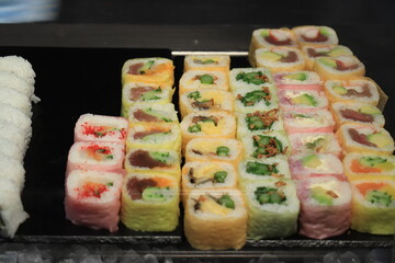 Japanese sushi on display