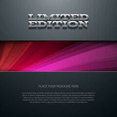 Limited edition banner black cardboard and bright abstract background	