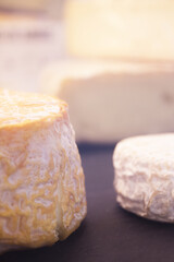 Selection of gourmet cheeses