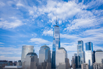 Fototapeta na wymiar Aerial view of New York Manhattan with skyline and lower downtown. 