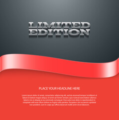 vector marketing banner with 3d text and a bright silky ribbon - "limited edition"