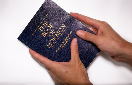 A ladies hands holding the Book of Mormon. 