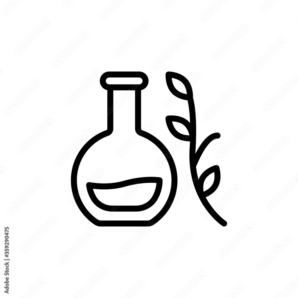Poster leaf flask glass icon. simple line, outline vector elements of botanicals icons for ui and ux, websi