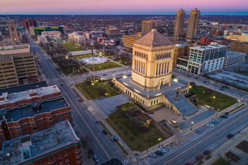Aerial View of Downtown Indianapolis Indiana Monument Park