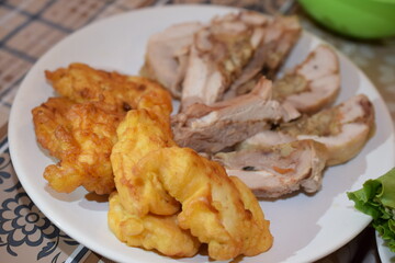 baked chicken roll on a plate