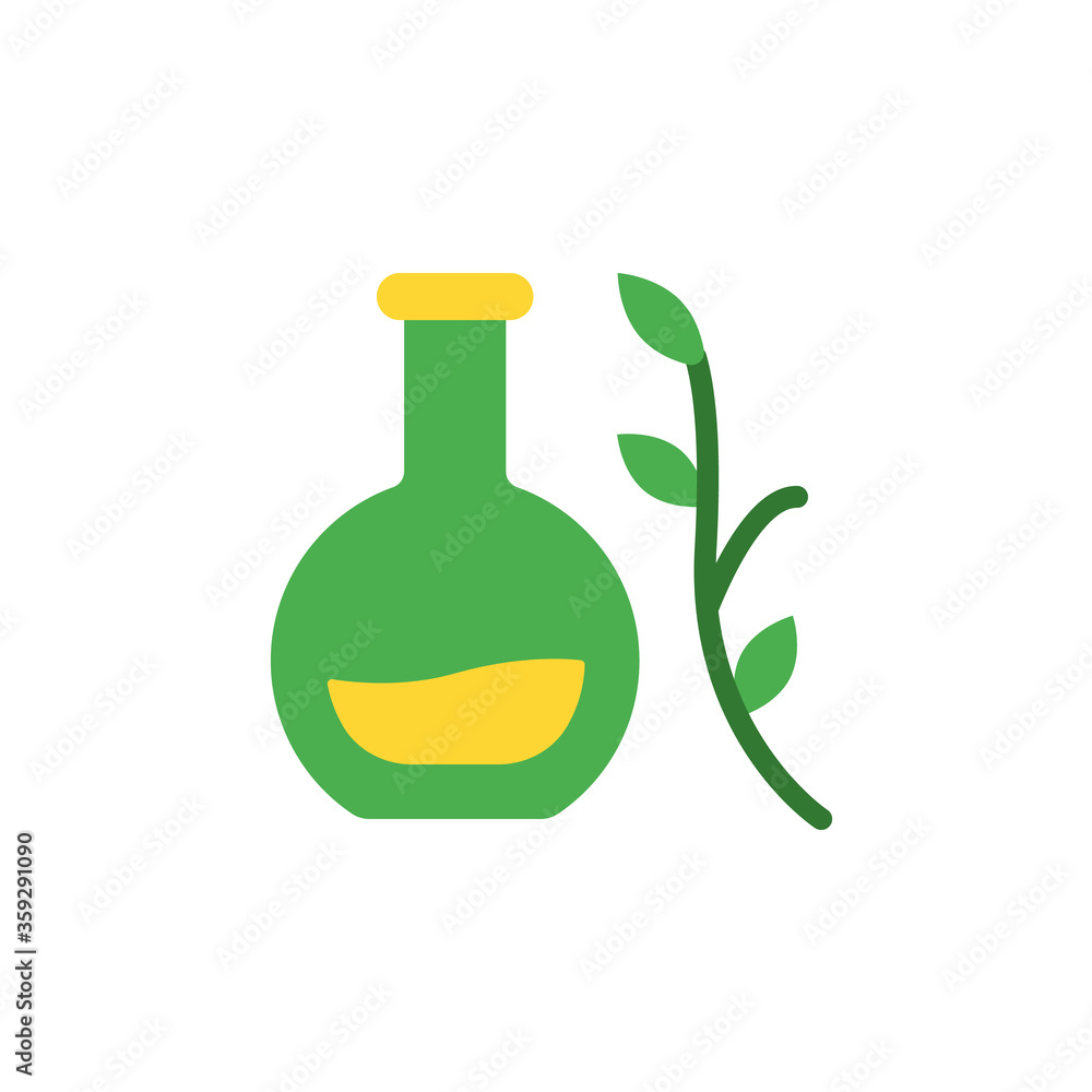 Poster leaf flask glass icon. simple color vector elements of botanicals icons for ui and ux, website or mo