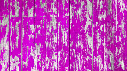 Pink white painted peeled exfoliated wooden boards wall texture vintage shabby rustic background 