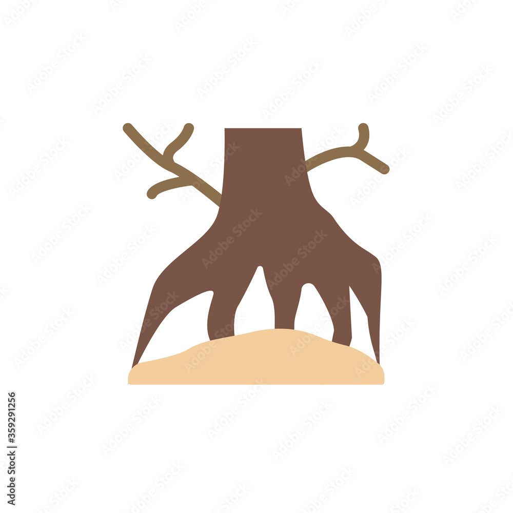 Poster root tree land icon. simple color vector elements of botanicals icons for ui and ux, website or mobi