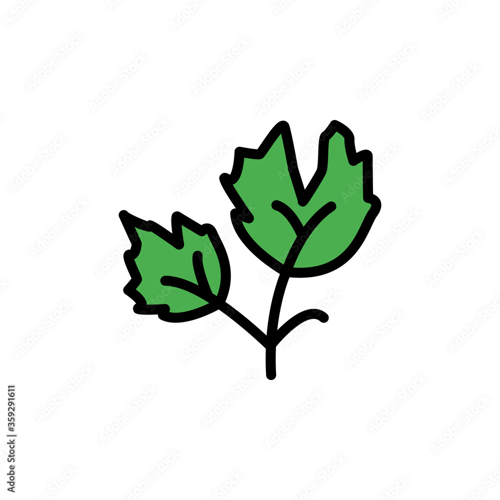 Poster parsley leaf icon. simple color with outline vector elements of healing plant icons for ui and ux, w