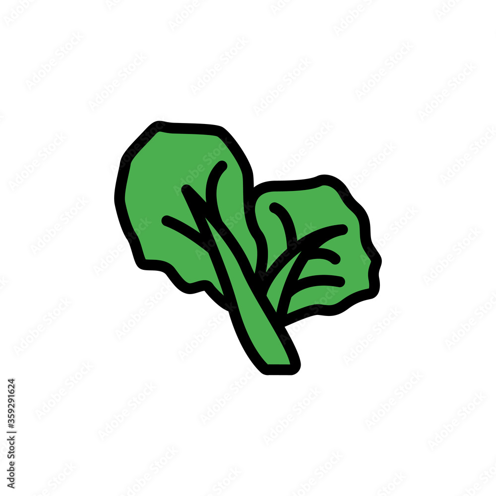 Poster cabbage leaf icon. simple color with outline vector elements of healing plant icons for ui and ux, w