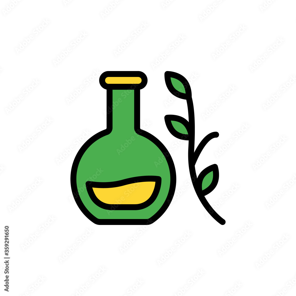 Poster leaf flask glass icon. simple color with outline vector elements of healing plant icons for ui and u
