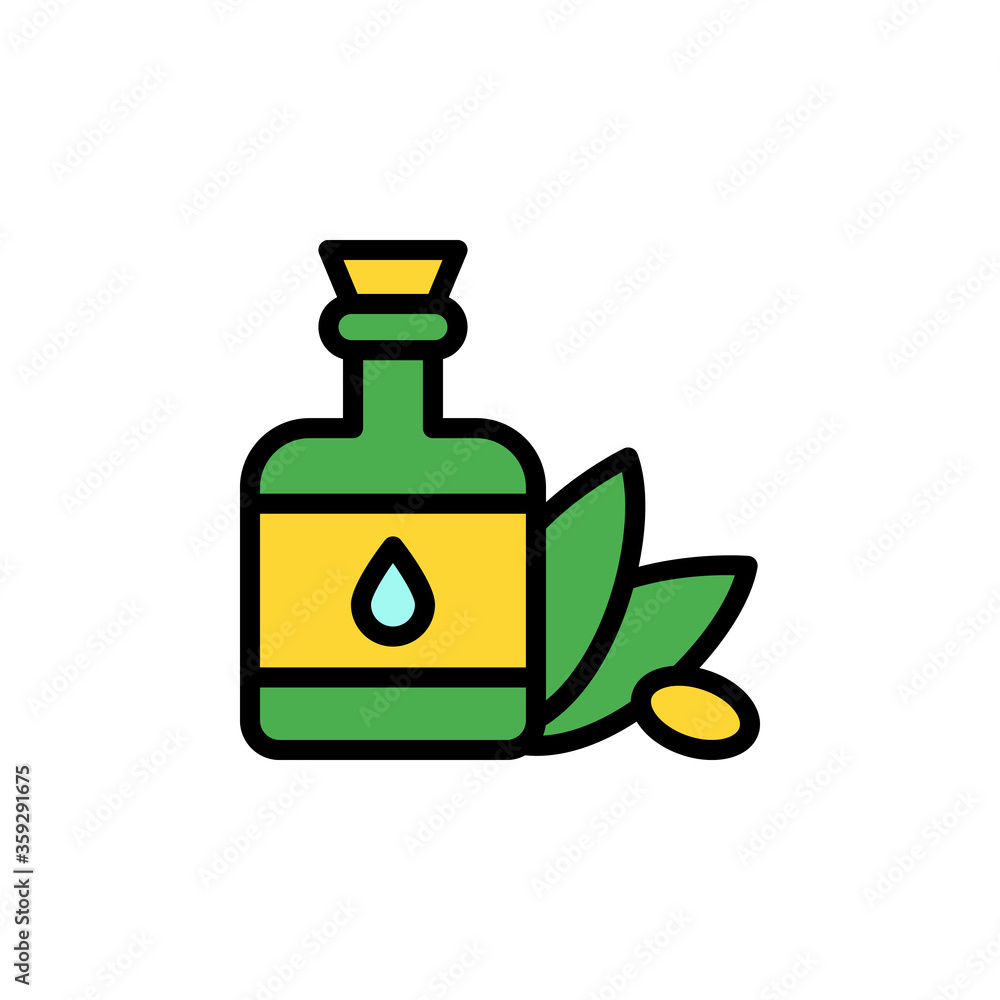 Poster olive leaf flask icon. simple color with outline vector elements of healing plant icons for ui and u
