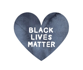 Water color illustration of dark love heart shape with beautiful artistic brushstrokes and text message: 