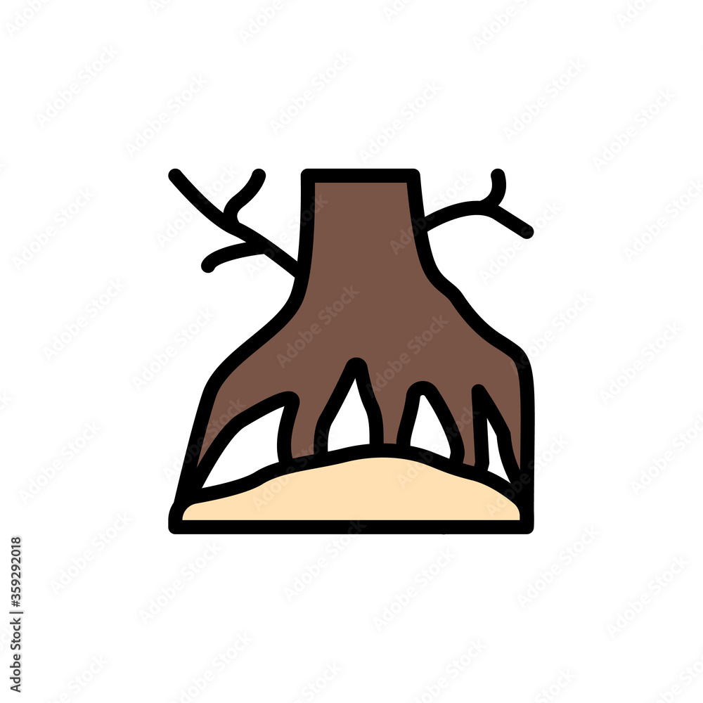 Poster root tree land icon. simple color with outline vector elements of healing plant icons for ui and ux,