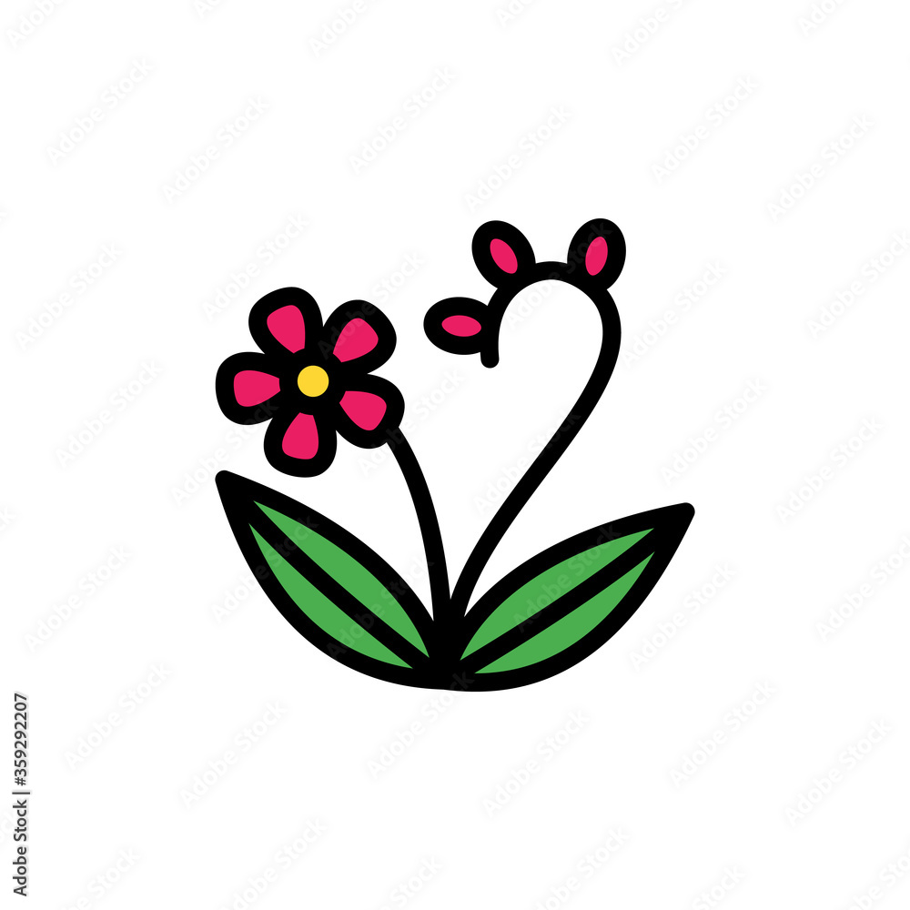 Poster herbal flower leaf icon. simple color with outline vector elements of healing plant icons for ui and