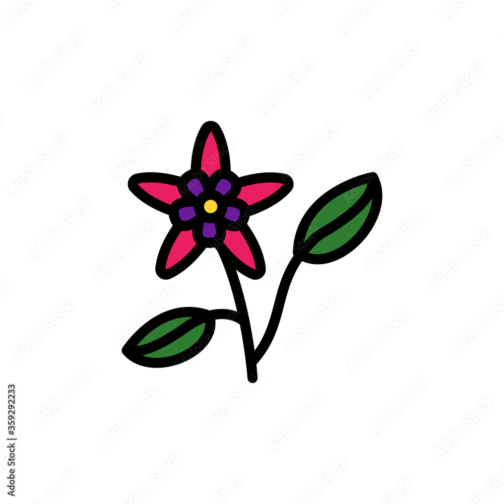 Poster spurge flower icon. simple color with outline vector elements of healing plant icons for ui and ux, 