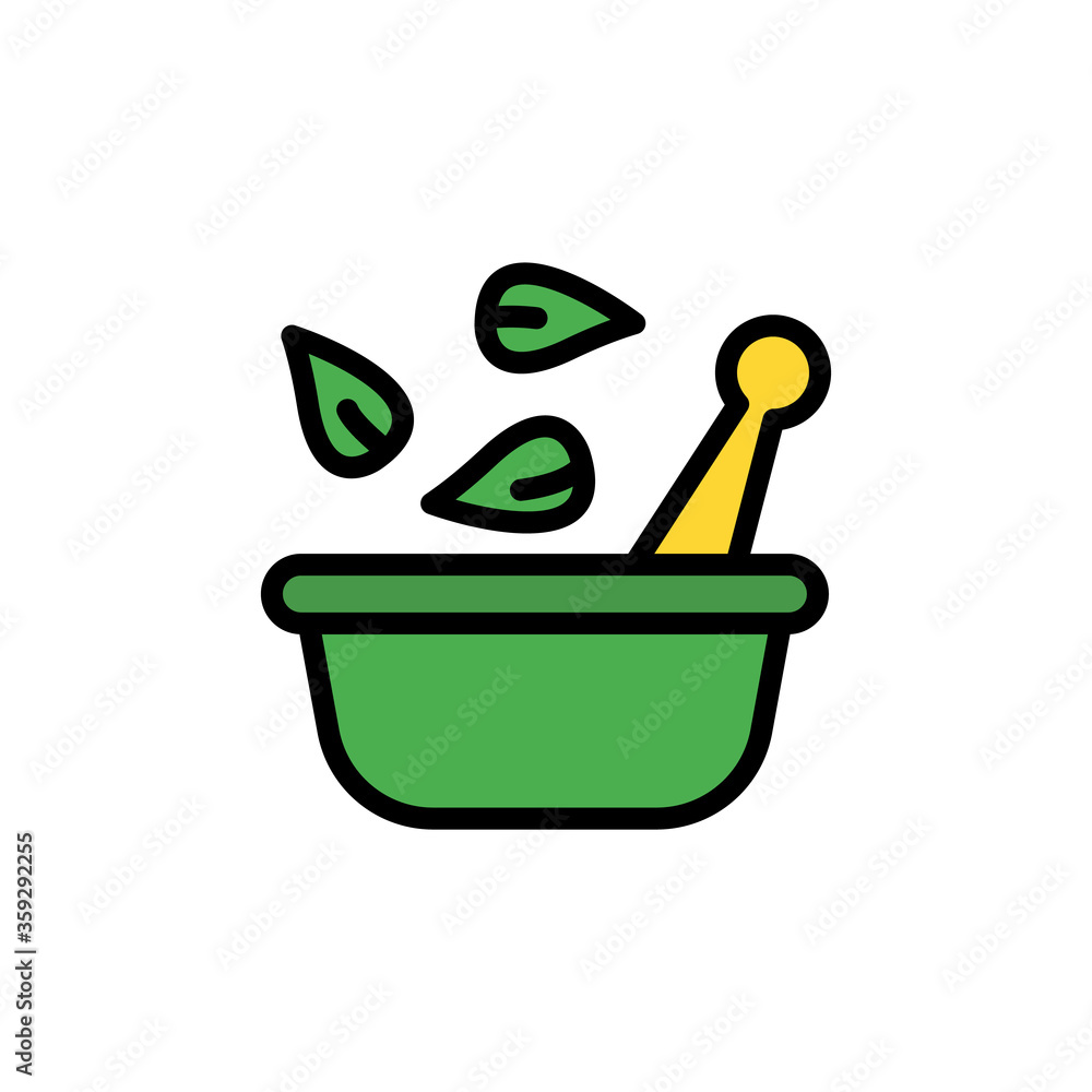 Poster grinding leaf icon. simple color with outline vector elements of healing plant icons for ui and ux, 