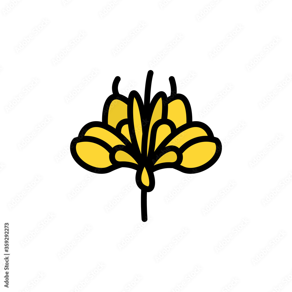 Poster safflower flower icon. simple color with outline vector elements of healing plant icons for ui and u
