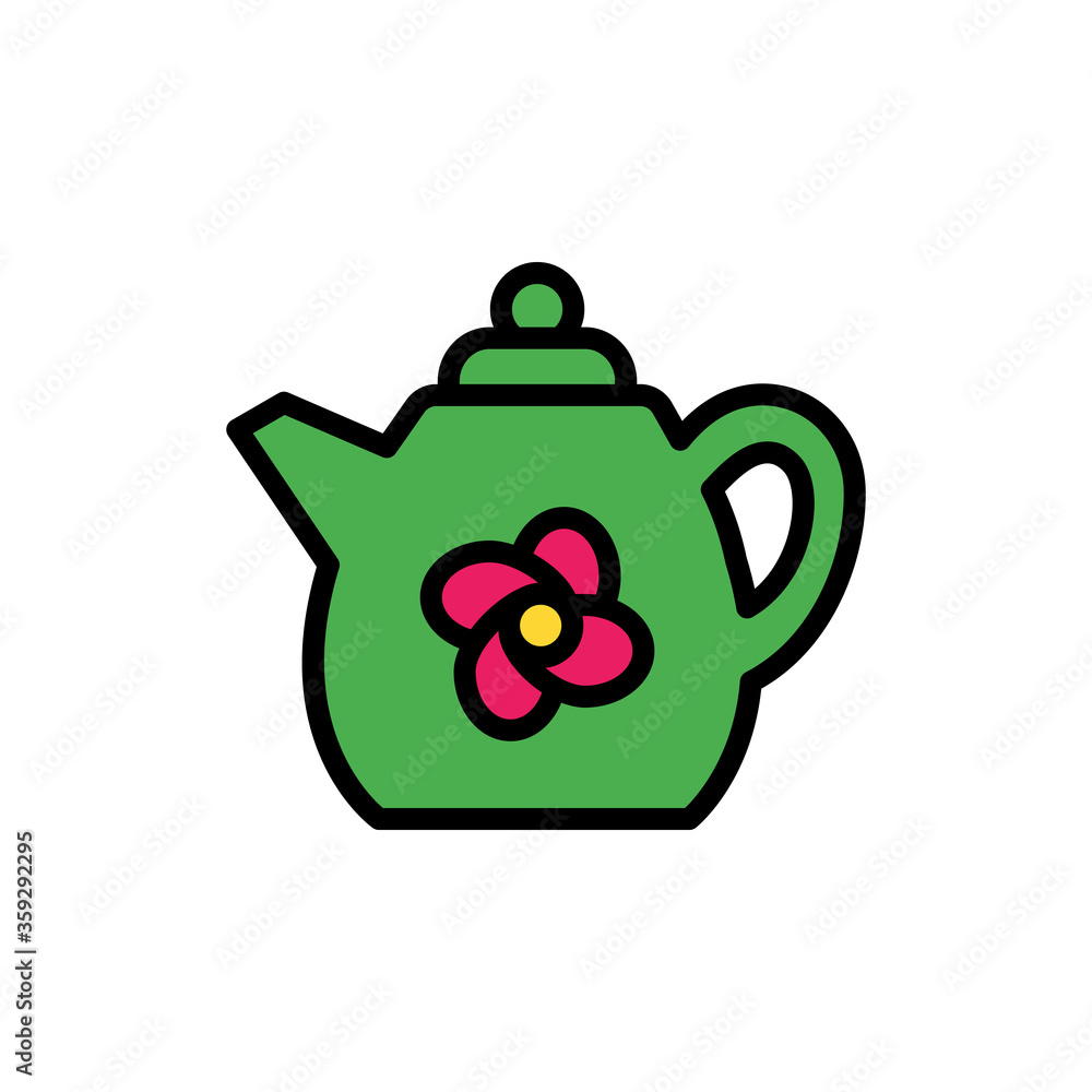 Poster red flower icon. simple color with outline vector elements of healing plant icons for ui and ux, web