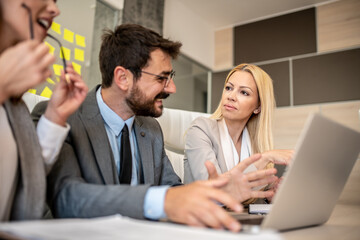 Business people discussing and trying to think about how to solve problems