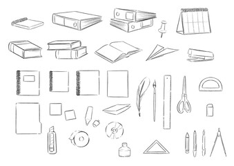 outline black illustration office