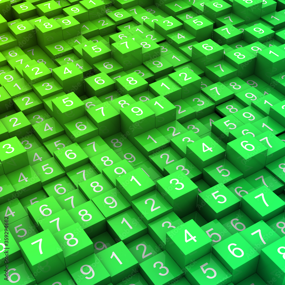 Poster infinite cubes on a plane, original 3d rendering