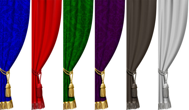 Parts of a classic curtain in different colors
