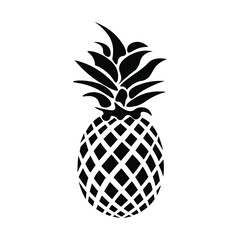 Black Pineapple Icon Isolated Tropical Sweet Organic Fruit Vector Illustration