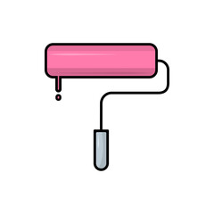 Obraz na płótnie Canvas Pink Paint Roller Icon Wall Color Work Tool Illustration Vector