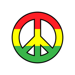 Jamaica Peace And Love Antiwar Isolated Icon Reggae Pacifism Symbol Hippie Culture Sign