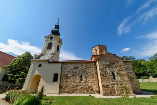 Vrsac, Serbia - June 08, 2020: The Mesic Monastery is a Serb Orthodox monastery situated in the Banat region, in the province of Vojvodina, Serbia. It was founded in the 15th century