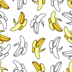 Seamless banana pattern design in vector. Banana background. Tropical fruit pattern.