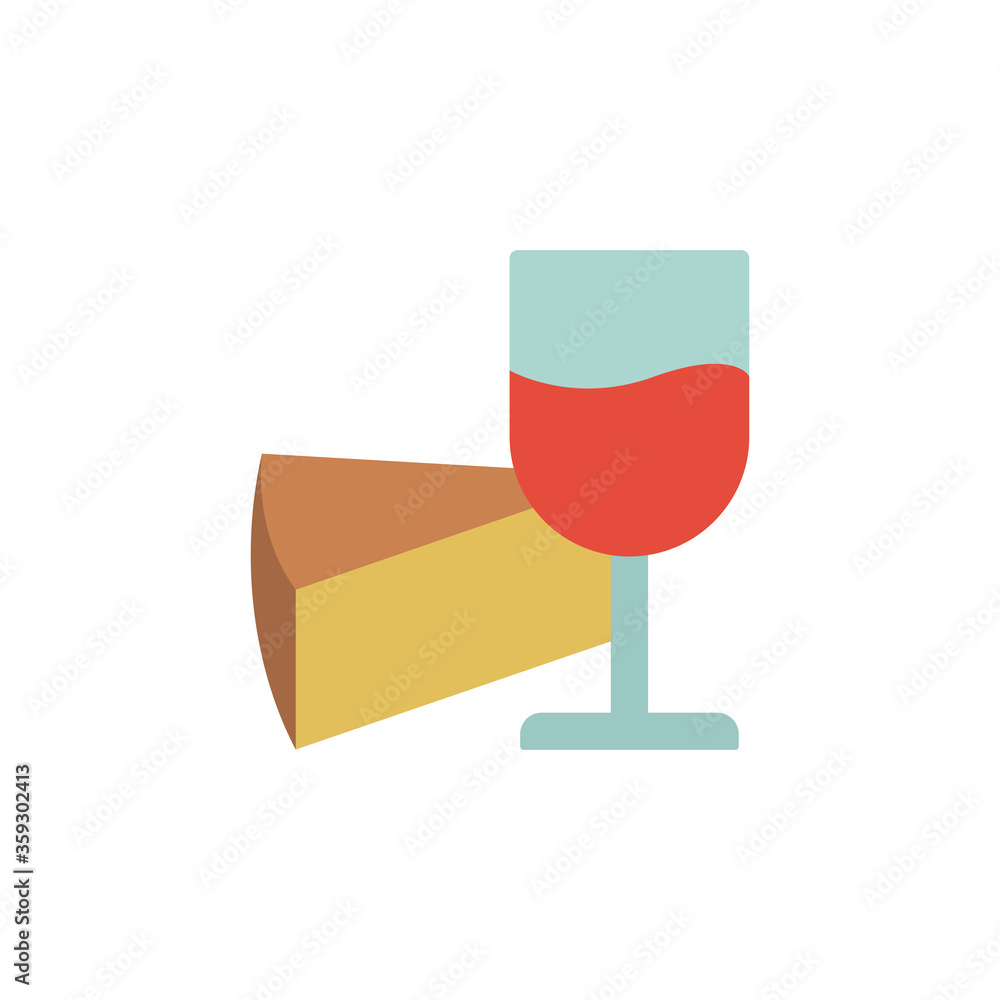 Poster cheese slice, goblet icon. simple color vector elements of dairy product icons for ui and ux, websit