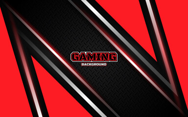 Abstract futuristic black and red gaming background with modern esport shapes. Vector design template technology concept can use element game banner, sport poster, cyber wallpaper, web, advertising