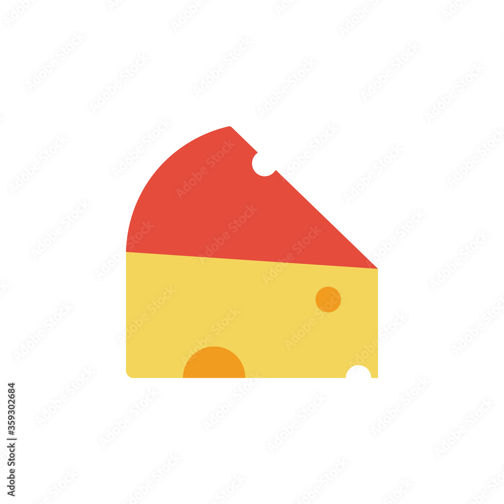 Poster cheese slice, gouda slice icon. simple color vector elements of dairy product icons for ui and ux, w