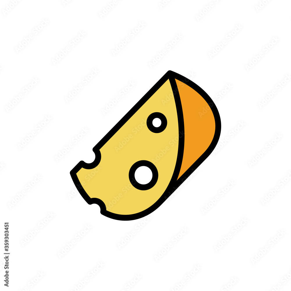 Poster cheese slice, emmental icon. simple color with outline vector elements of dairy product icons for ui