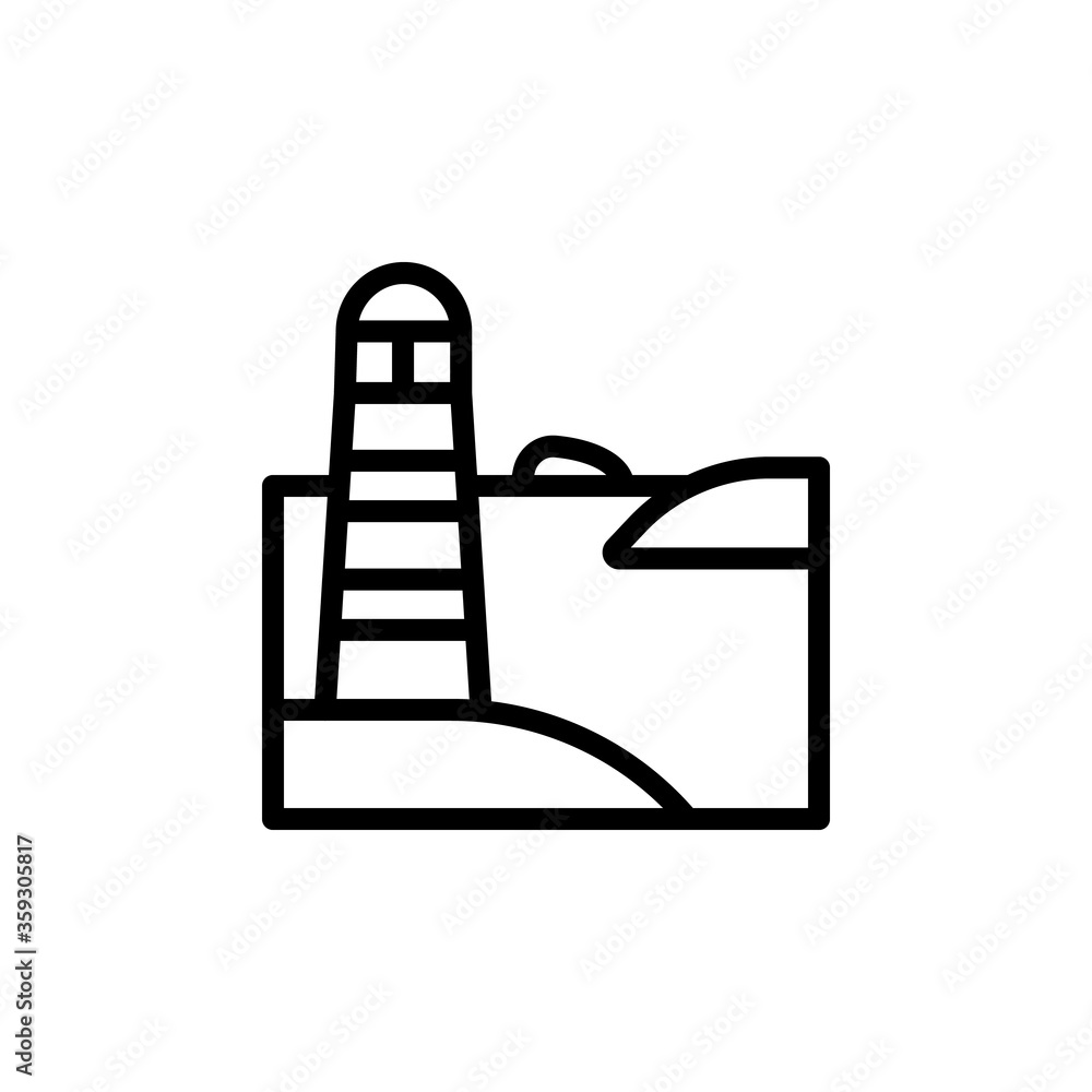 Poster lighthouse, ocean icon. simple line, outline vector elements of saving marine icons for ui and ux, w