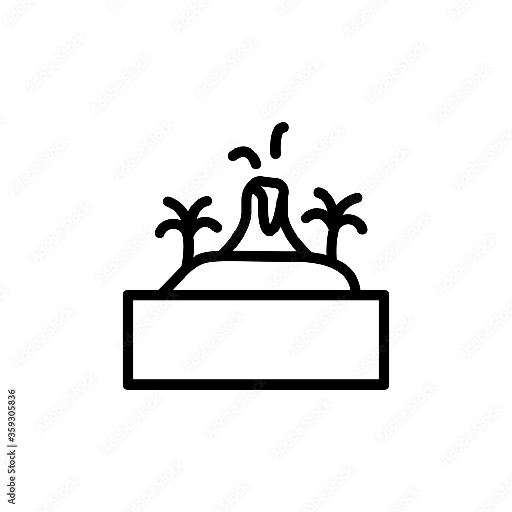 Poster volcano, ocean, island icon. simple line, outline vector elements of saving marine icons for ui and 