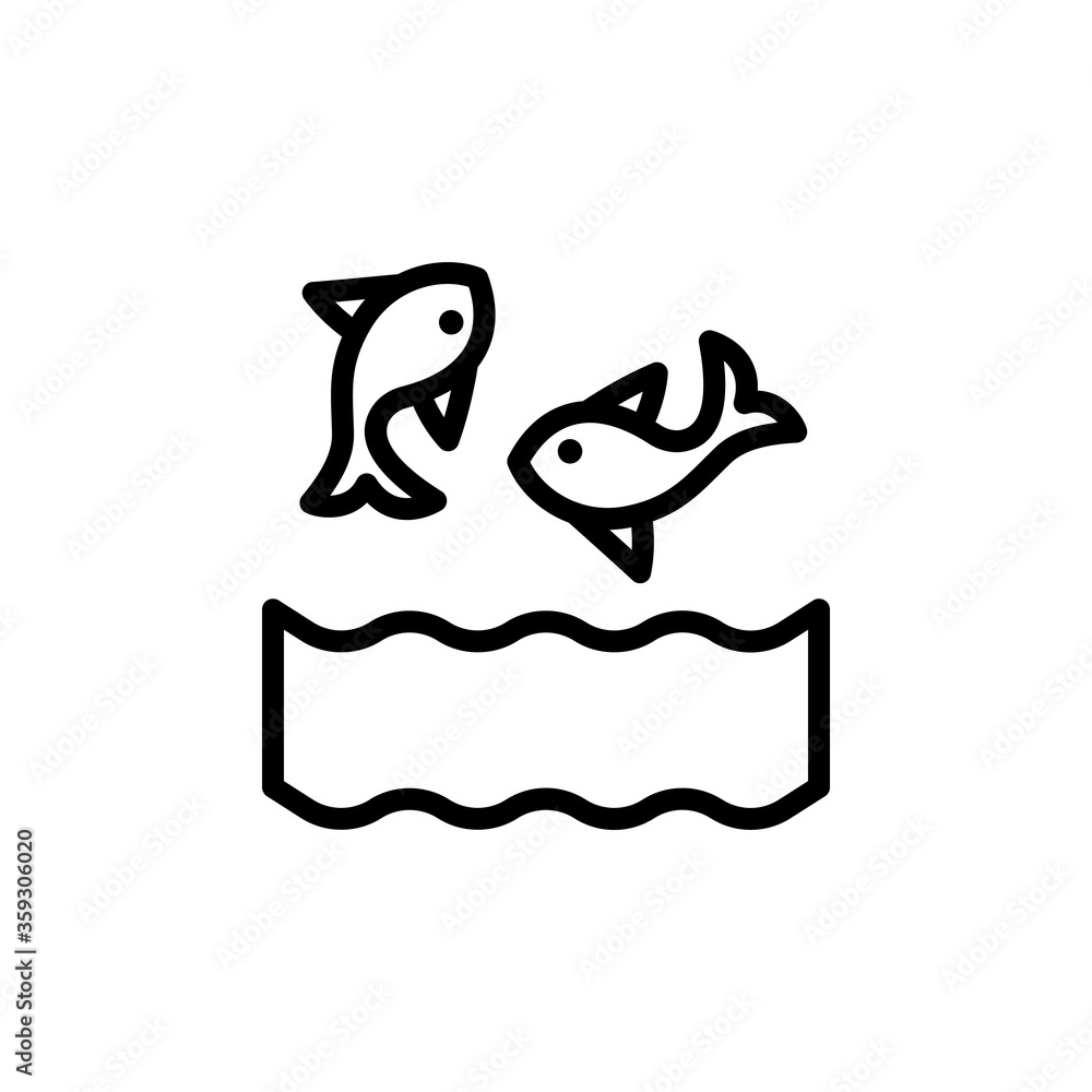 Poster fish, ocean, jumping icon. simple line, outline vector elements of saving marine icons for ui and ux