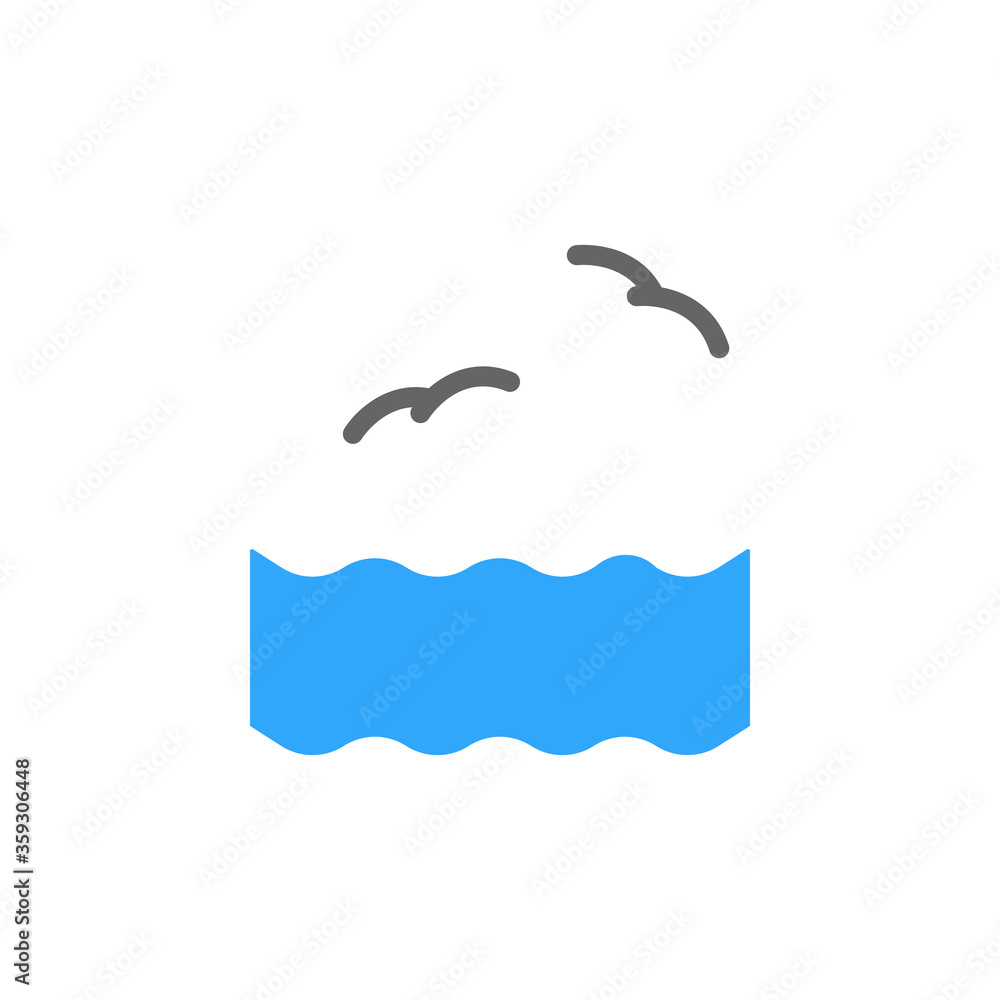Poster birds, ocean icon. simple color vector elements of saving marine icons for ui and ux, website or mob
